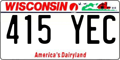 WI license plate 415YEC