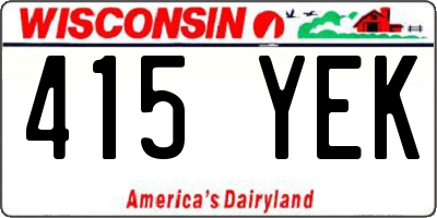 WI license plate 415YEK