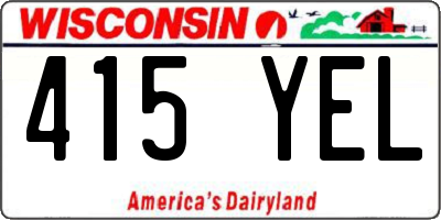 WI license plate 415YEL