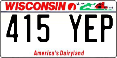 WI license plate 415YEP