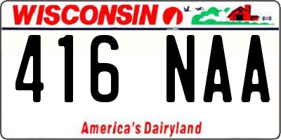 WI license plate 416NAA