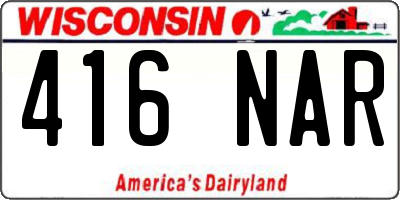 WI license plate 416NAR