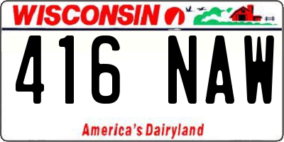 WI license plate 416NAW