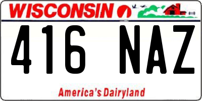 WI license plate 416NAZ