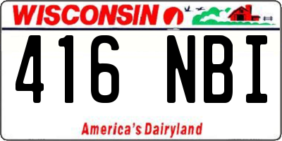 WI license plate 416NBI