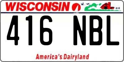 WI license plate 416NBL