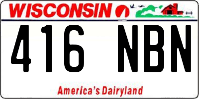 WI license plate 416NBN
