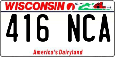 WI license plate 416NCA