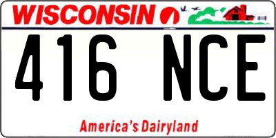 WI license plate 416NCE