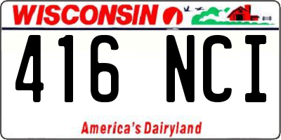 WI license plate 416NCI