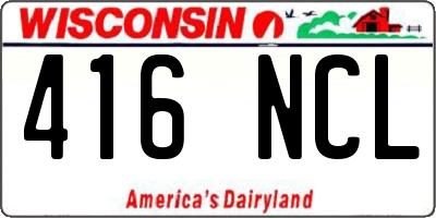 WI license plate 416NCL