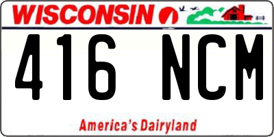 WI license plate 416NCM