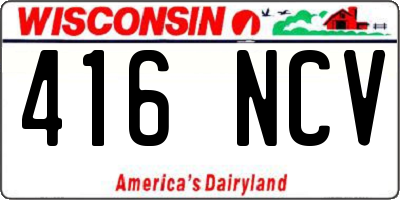 WI license plate 416NCV
