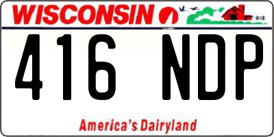 WI license plate 416NDP