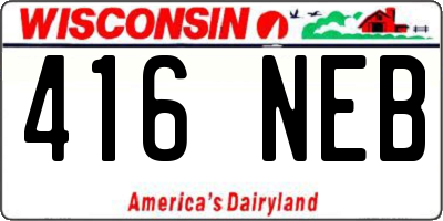 WI license plate 416NEB