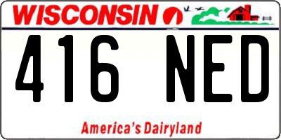 WI license plate 416NED
