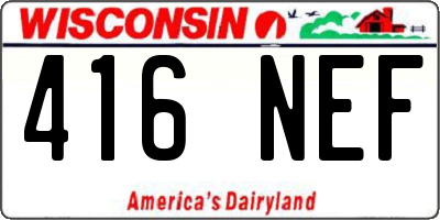 WI license plate 416NEF