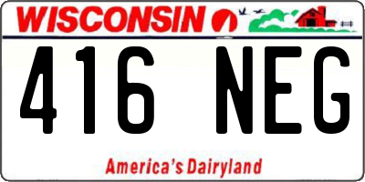 WI license plate 416NEG
