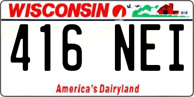 WI license plate 416NEI