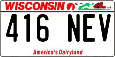 WI license plate 416NEV