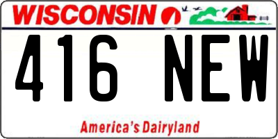WI license plate 416NEW