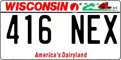 WI license plate 416NEX