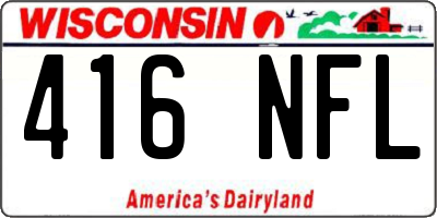 WI license plate 416NFL