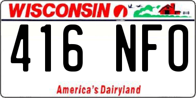 WI license plate 416NFO