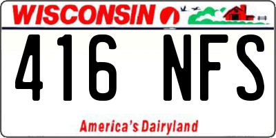 WI license plate 416NFS