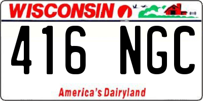 WI license plate 416NGC