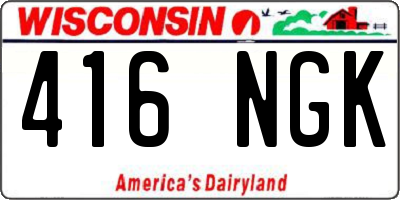 WI license plate 416NGK