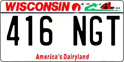 WI license plate 416NGT