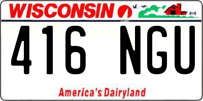 WI license plate 416NGU
