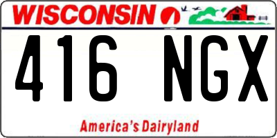 WI license plate 416NGX