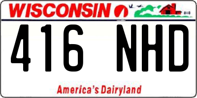 WI license plate 416NHD