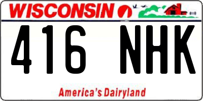 WI license plate 416NHK