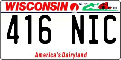 WI license plate 416NIC