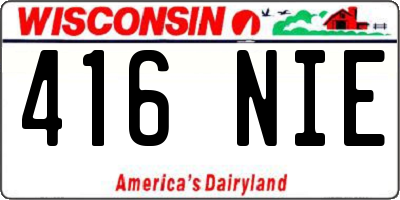 WI license plate 416NIE