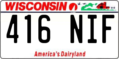 WI license plate 416NIF