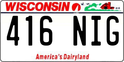 WI license plate 416NIG