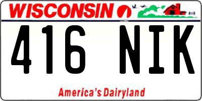 WI license plate 416NIK