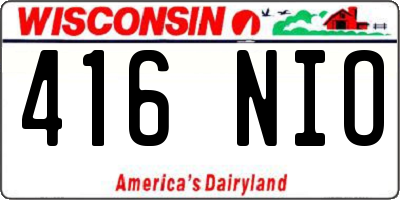 WI license plate 416NIO