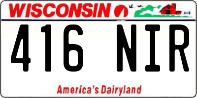 WI license plate 416NIR