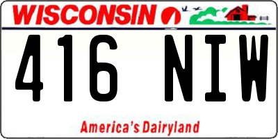 WI license plate 416NIW