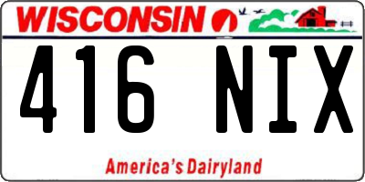 WI license plate 416NIX