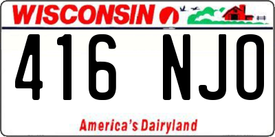 WI license plate 416NJO