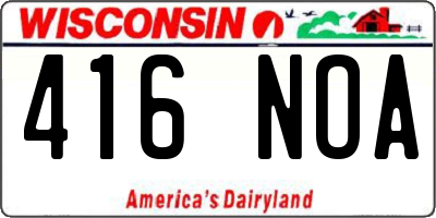 WI license plate 416NOA