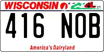 WI license plate 416NOB