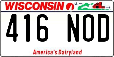 WI license plate 416NOD