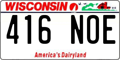 WI license plate 416NOE
